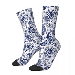 Men's Socks Blue And White Vintage Paisley Design Style Male Mens Women Autumn Stockings Printed