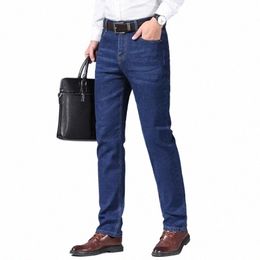 Jeans da uomo elasticizzati Autunno/Inverno Pantaloni Lg dritti e versatili stile uomo Y52w #