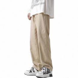 2023 Spring New Casual Pants Men Cott Solid Colour Busin Fi Slim Fit Khaki Thin Trousers Mens Lg Pant p81V#