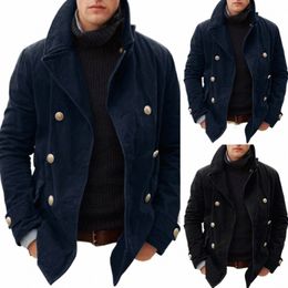 winter Jackets For Men Lg Men Tan Coat Trench Mens Solid Color Open Jacket Coat Raincoat Men Cam Ropa Hombre J2A1#