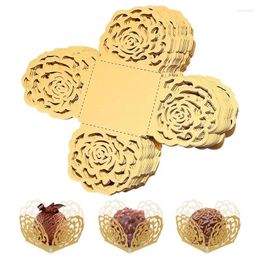 Gift Wrap 50Pcs Chocolate Tray Paper Truffle Wrappers Liners Candy Cups Hollow Rose Lace Wrapping Decoration