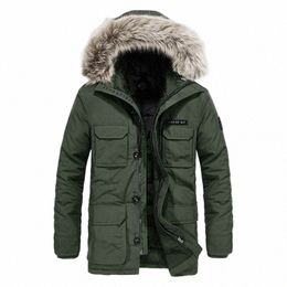 winter Thick Warm Parkas Men New Mid-length Multi-pocket Fur Collar Hooded Jackets Outwear Mens Loose Casual Windbreaker Coats E9nG#