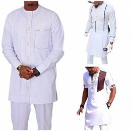 2023 Men White Off Diki Lg Sleeve 2 Piece Set Traditial Outfit Africa Clothing White Men's Suit Male Shirt Pants Suits 49Jf#