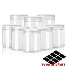 Jars 10pcs 30/50/60/80/100/120/150ml Food Storage Jars Clear Lid Bottle Pot Balm Plastic Container Can Tin Transparent Screw Empty