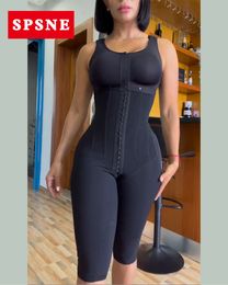 Full Body Tummy Control Faja Bust Wrap Button Mid-Length Shapewear Colombian Reducing And Shapers 240327