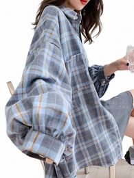 jmprs Fi Plaid Women Shirt Fi Korean Oversize Tops Harajuku Daily All-match Lg Sleeve Chic Female Yellow Shirts New M9Wu#