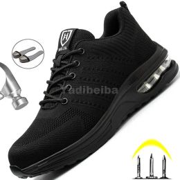 Boots Safety Shoes Men Women Work Safety Boots Steel Toe Kevlar Puncture Proof Air Cushion Sneakers Light Fashion Work Shoes Unisex