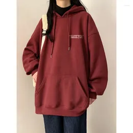 Women's Hoodies Spring Autumn Pullover Hooded Drawstring Solid Pockets Letter Lantern Long Sleeve Sports Vintage Fashion Tops