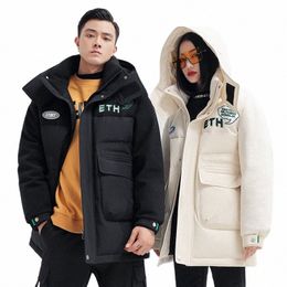 winter Clothes New Natial Standard 90 Duck Down Jacket Men and Women Short Detachable Hooded Coat Couple Warm Coat. j1N5#