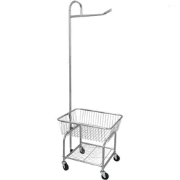 Laundry Bags STORAGE Dirty Basket Rolling Cart With Hanging Bar - Chrome Finish Home Metallic Freight Free Organisation