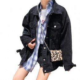 basic Jackets Women Retro BF Style Loose All-match Femme Black Denim Coats Hip Hop Mujer Harajuku Baggy Lady Outwear Couple Ins F6VT#