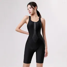 Women's Swimwear Professional Vintage One Piece Swimsuit Women Girl Quick Dry Black Athletic Competitive Swimming Suit Knee Trunks Chest
