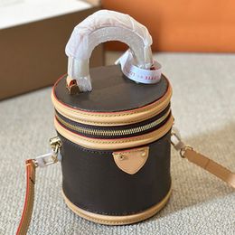 Designer Bag Cylindrical Shape Luxury Bag Hard Tote Bag Women Handbags Bucket Bag Old Flower Crossbody Bag Zipper Closure Travel Bags Cell Phone Pocket Shoulder Bags