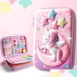 Pencil Cases Wholesale 3D Cute Case Cartoon Kawaii Stationery Box For Girls Students School Supplies Drop Delivery Office Business Ind Otgmm