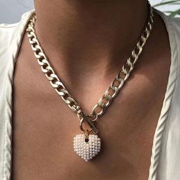 Chains European And American Trend Elegant Noble High-quality Golden Pearl Love Thick Chain Woman Necklace Vintage Luxury Jewellery