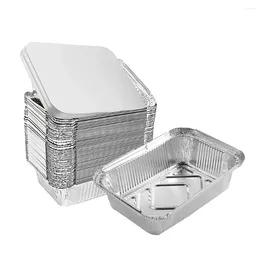 Dinnerware Aluminum Pan Disposable 30-Pack Tin Foil Pans With Lid Recyclable Deep Storage For Cooking/Baking/Takeout