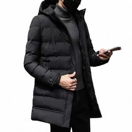 men's Down Coats Casual Fi Solid Colour Slim Hooded Down Jackets Zip Up Lg Thick Warm Men Winter Warm Coats K5UG#