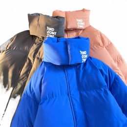 men's Winter Jacket Couple Solid Zip Unisex Warm Thicken Padded Cott Coat Oversized Puffer Outwear u0vr#