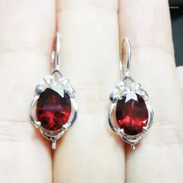 Dangle Earrings Natural Real Red Garnet Hoop Drop Earring 925 Sterling Silver 2.1ct 2pcs Gemstone For Men Or Women C91145