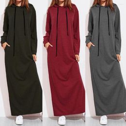 Casual Dresses Women's Sweater Dress Long Hooded Sleeve Pocket Elegant Sports Pullover Skirt Everyday Wear S-2XL