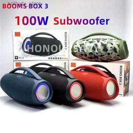 Portable Speakers Portable waterproof 100W high-power Bluetooth speaker RGB color light wireless subwoofer 360 stereo surround TWS suspension box Q240328
