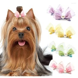 Dog Apparel Pet Headwear Dogs Cat Faux Pearl Bows Hair Clips Head Decoration For Pets Puppy Hairpins Decor Grooming Accessoires