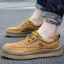 Shoes Men Soft Genuine Leather Casual Outdoor Shoes Waterproof Breathable Adult Anti Slip Camping Footwear Male Cater Ankle soft Boots