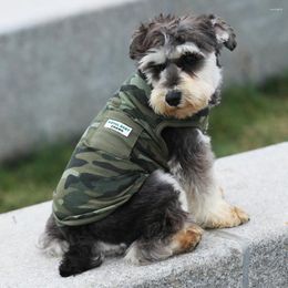 Dog Apparel Spring Summer Thin Clothes Army Green Camouflage Two Legs Short Sleeve T-Shirt Puppy Service Vest