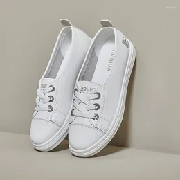 Casual Shoes Lace-up PU Vulcanised Sneakers Solid Women's 2024 Round Toe Spring Low-heeled Sports