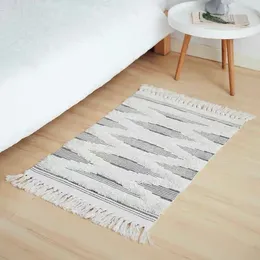 Bath Mats 60x90cm Retro Vintage Handmade Woven Kitchen Floor Bedroom Living Room Non-slip Tassel Foot Pads Doormat Hallway