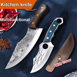 Cushion 14pcs Forging Kitchen Cleaver Knife Handmade Steel Boning Knives Full Tang Handle Chef Slicing Cutter Chopper