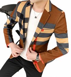 high quality Korean versi fi casual busin work party shop travel party best man dr men's slim suit jacket m0ns#