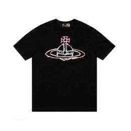 Duyou Mens Spray Orb T-shirt West Wood Brand Clothing Men Women Summer t Shirt with Letters Cotton Jersey High Quality Tops 78176ZLF1