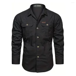 Men's Casual Shirts Cargo Shirt Trendy Long Sleeve With Pockets For Spring Autumn Tops Men Clothing