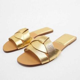 Slippers TRAF 2023 Slide Womens Summer Stud Flat Shoes Leisure Beach Sandals Transparent H240328B7LY
