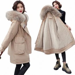 2024 New Cott Jacket Female Mid-Length Winter Overcoat Style Embroidered Loose Outwear Large Fur Collar Down Coat Women Parkas S8XI#