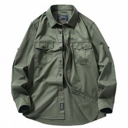 men's Spring Outdoor Hiking Cam Lg Sleeve Cott Shirts Autumn Chemise Homme Military Army Uniform Tactical Shirts M-6XL g3ze#