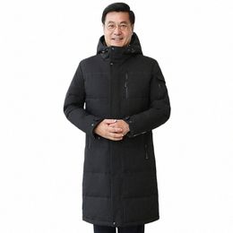 -30 gradi uomo di mezza età invernale piumino per padre Plus Size 4XL Lg piumino d'anatra bianca uomo con cappuccio allentato Parka uomo R33A #