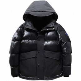 men's Hooded White Duck Puffer Jacket Windproof Thicken Thermal Luxury Glossy Down Coats Outdoor High Quality Down Parkas C1Si#