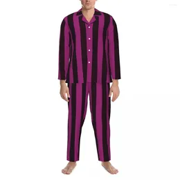 Home Clothing Cherry Pink Striped Pyjamas Mens Vertical Stripes Comfortable Bedroom Sleepwear Spring 2 Pieces Casual Oversized Pyjama Sets