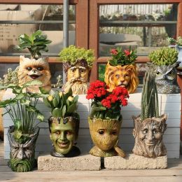 Planters Human head green flower pot more meat tree people plant pots Galaxy guards creative Grout home decoration