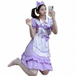 sweet Lolita OP Maid Dr purple Soft Girl Women Uniform Princ Dres Kawaii Costume O8lm#