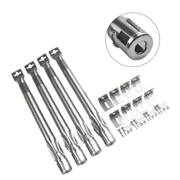 Tools Stainless Steel BBQ Burner Set 4 Pcs Universal For Gas Grill Adjustable Length 3542cm Hole 11mm Nozzle Aperture