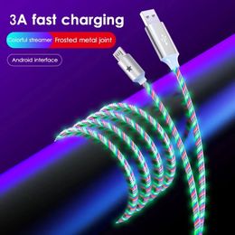 5A Fluing Colors Светодиодный световой зарядное устройство тип C Android Micro USB -зарядный кабель для шнура заряда Samsung