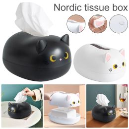 Holders Tissue Box Cute Cat Tissue Box Napkin Storage Box Nordic Style Home Decoration MultiFunctional Facial Tissue Dispenser Holder