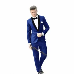 royal blue Groom Tuxedos Charcoal Best Men Shawl Black Collar Groomsman Men Wedding Suits Bridegroom Q5Yp#