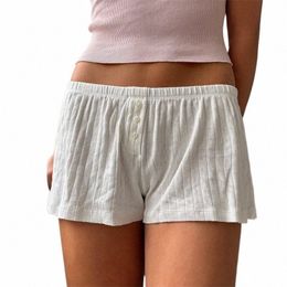 y2k Cute Print Eyelet Short Pants Women Cott Frt Butts Elastic Waist Casual Homewear 2024 Summer Vintage Sweet Bottoms a5P2#