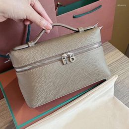 Evening Bags L/P Women's Genuine Leather Bag 2024 Luxury Mini Handbag Trend Ostrich Grain Lunch Box High Quality Crossbody Cosmetic