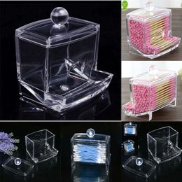2024 Acrylic Cotton Swabs Storage Holder Box Portable Transparent Makeup Cotton Pad Cosmetic Container Jewelry Organizer Case