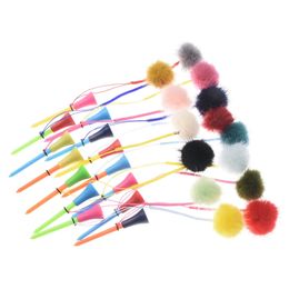 10Pcs Rubber Golf Tees Different Colors 4cm Imitation Mink Fur Plush Balls Handmade Rope Prevent Loss Golf Ball Holder 240323